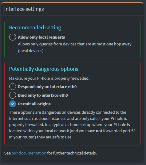 pi-hole options